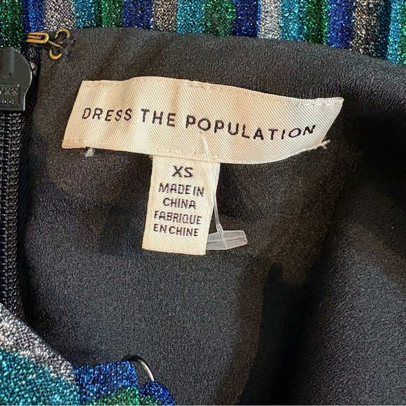 Dress the Population Kathy Metallic Sparkle Tiered Party Dress Size XS - Picture 7 of 7